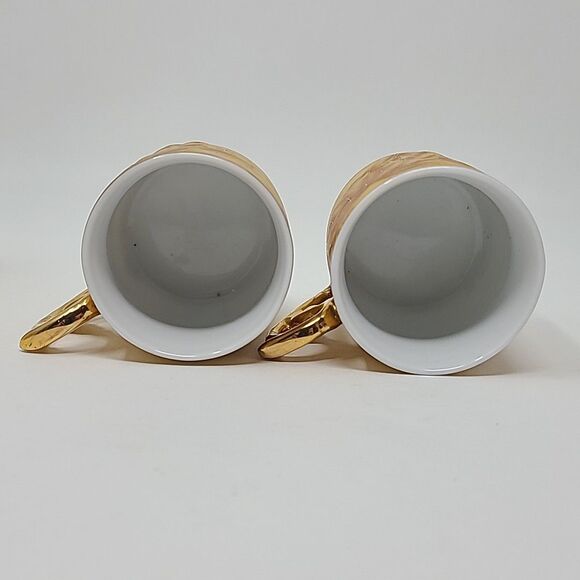 Set of 4 Yamasine Fine Porcelain Demitasse Espresso Cups Golden Leaves Fall - Picture 13 of 13